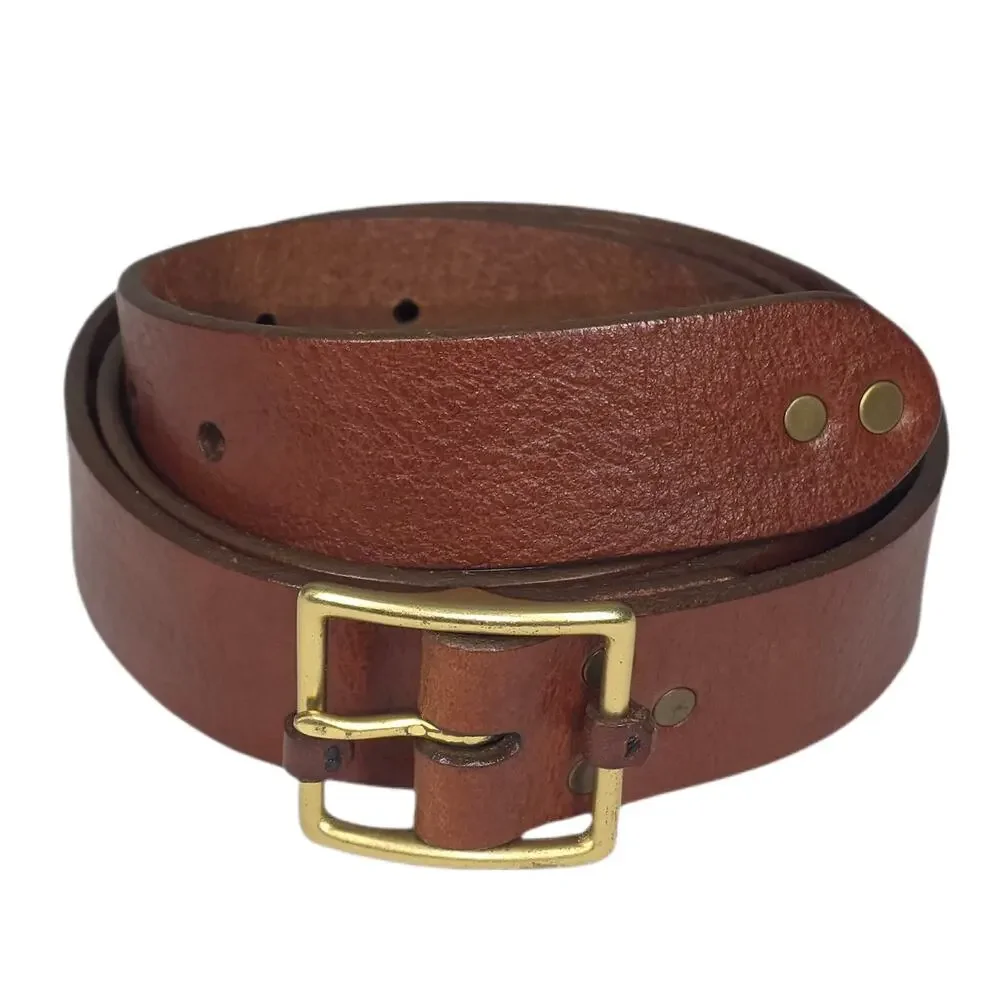 DE PALMA “MONA” GENUINE BROWN LEATHER BELT – BRASS BUCKLE – 44
